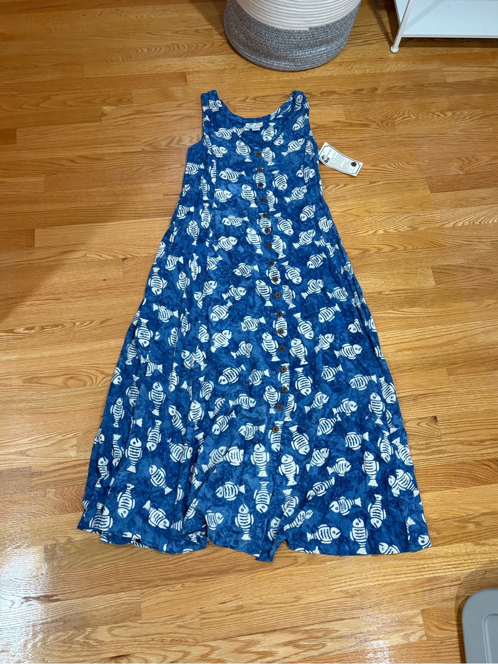 NWT Mystique Boutique Blue Fish-Print Casual Tank Dress